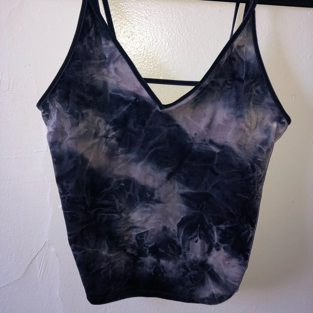 Tie dye crop top (navy blue/lighter blue/cream)